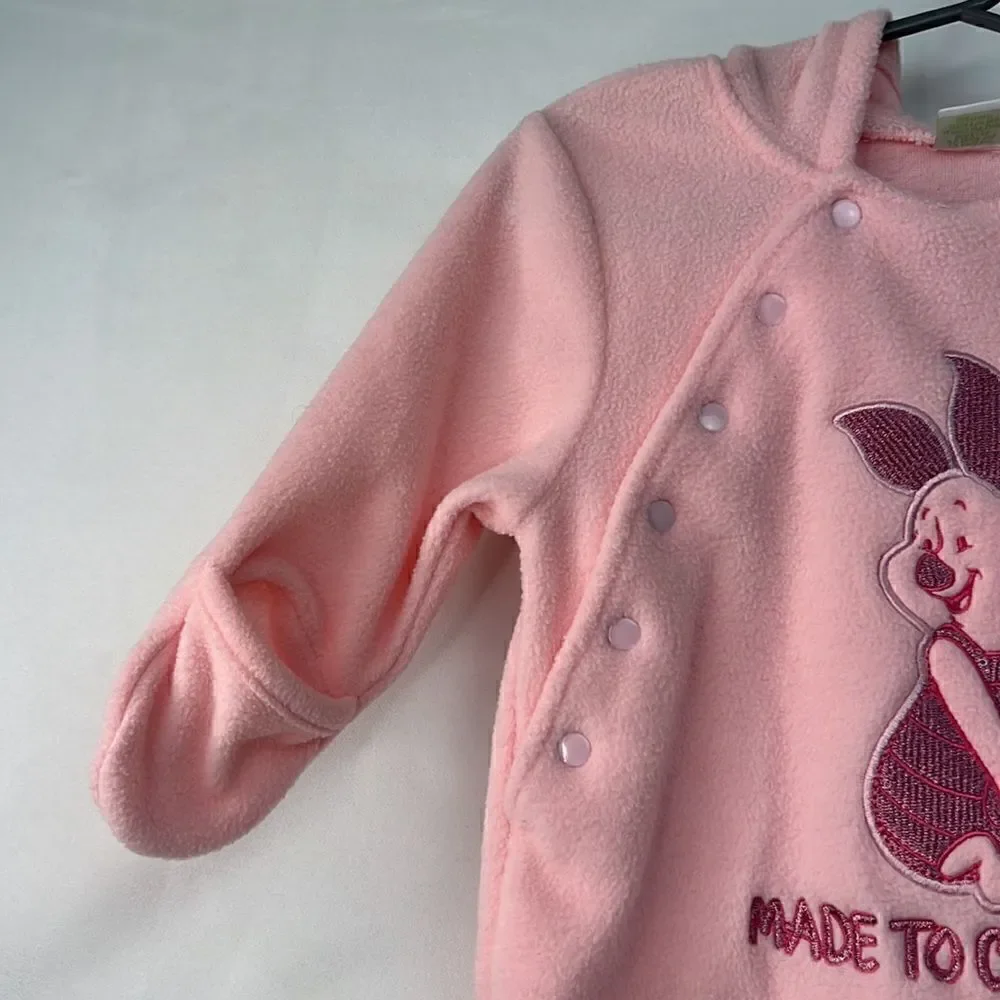 Disney Baby Pink Fleece one piece/snowsuit size 3-6 months EUC
